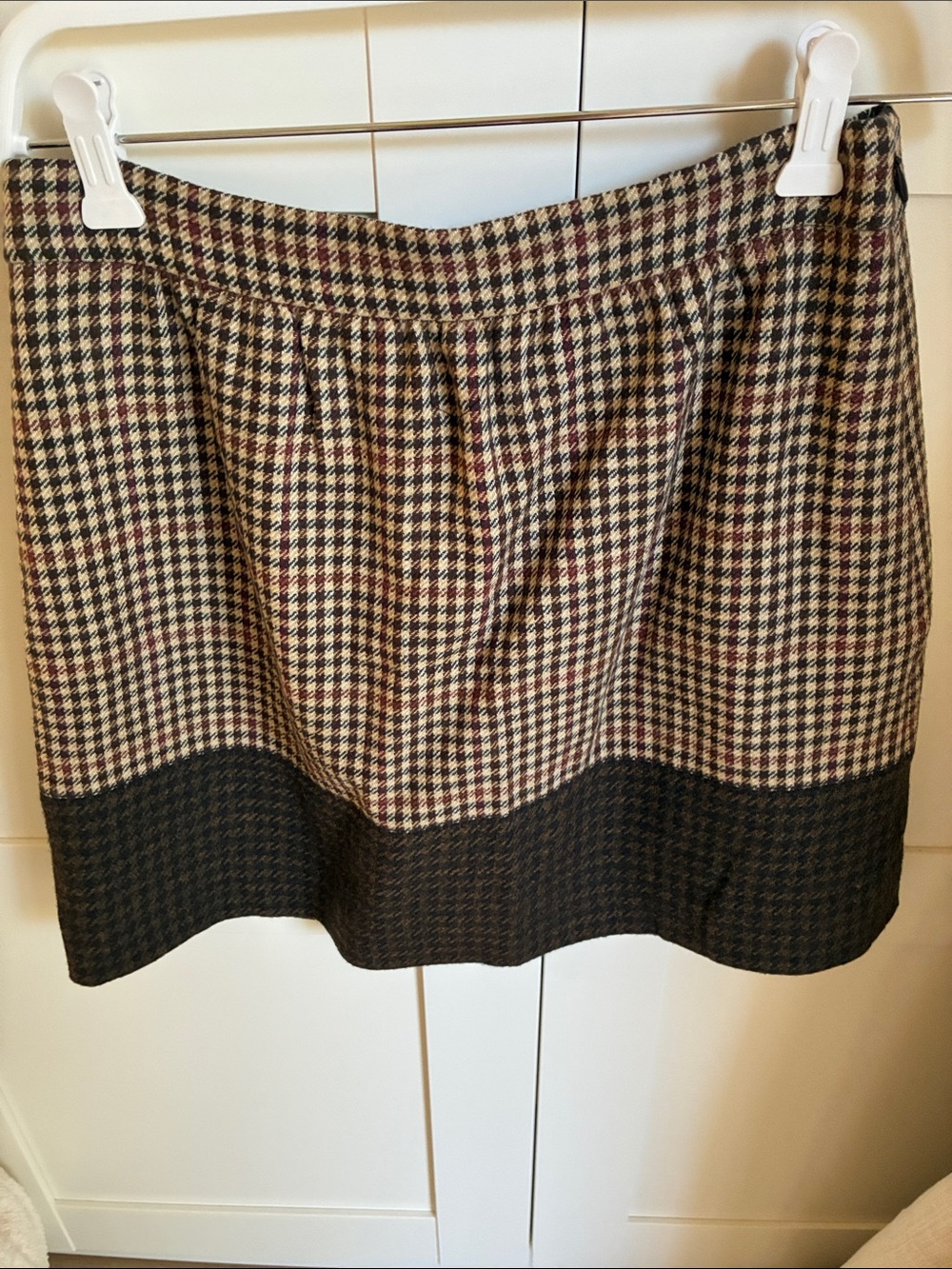 J. Crew Mini Skirt in Black, Cream and Brown Houndstooth